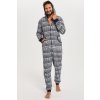 Pánské pyžamo Italian Fashion Alaska pánský overal na spaní s kapucí tm.modrý