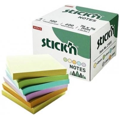 Bloček samolepicí Stick´n 76x76 mm, mix past. barev, 6x100 l – Hledejceny.cz