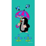 Matějovský dětská plážová osuška Krtek a paraplíčko 70 x 150 cm tyrkysová – Sleviste.cz