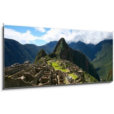 Skleněný obraz 1D panorama - 120 x 50 cm - Machu Picchu Top View Pohled shora na Machu Picchu – Sleviste.cz
