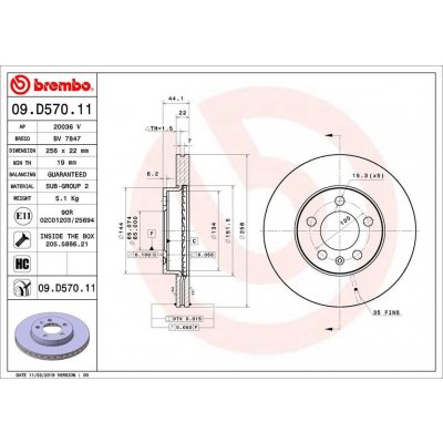 Brzdový kotouč BREMBO 09.D570.11 – Zboží Mobilmania