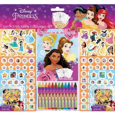 Disney Samolepkový set s omalovánkami a voskovkami Princezny – Zboží Mobilmania