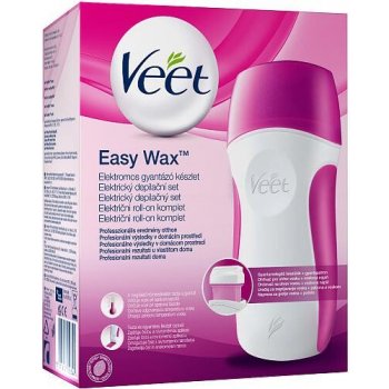 Veet EasyWax ohřívač vosku + vosková náplň 50 ml + depilační pásky 12 ks + Perfect Finish jemné čisticí ubrousky 4 ks + stojan dárková sada