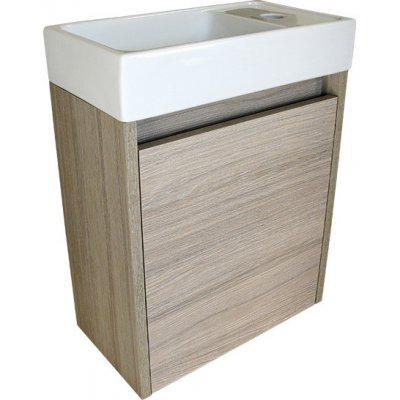 BPS-koupelny Koupelnová skříňka závěsná s keramickým umyvadlem Marta 40 Oak P/L – Zboží Mobilmania