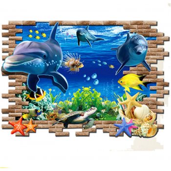 Živá Zeď Samolepka Roztomilí delfíni rozměry 88 x 58 cm