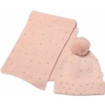 Baby Nellys Zimní čepice s bambulí šál Pearls pudrově růžová – Sleviste.cz