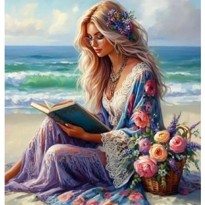 Norimpex Diamantové malování Dívka s knihou 30 x 40 cm – Zboží Mobilmania