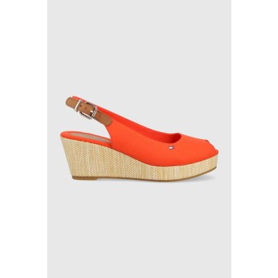 Tommy Hilfiger Iconic Elba dámské sandály na klínku oranžové – Zboží Mobilmania