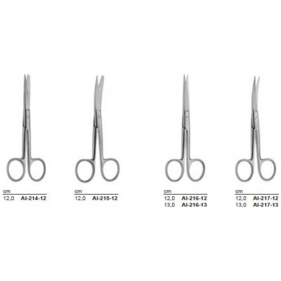 CM Instrumente Germany Nůžky chirurgické jemné CM varianta: zahnuté hrotnaté 13 cm – Sleviste.cz