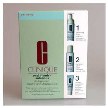 Clinique Anti-Blemish Solutions 3-Step System Formule S.O.S. čisticí pěna 50 ml + pleťová voda 100 ml + hydratační krém 30 ml dárková sada