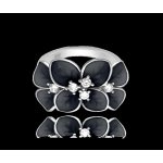 Minet Černý rozkvetlý stříbrný prsten Flowers s bílými zirkony JMAS5034BR55 – Sleviste.cz