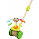 Teddies strkadlo kolotoč tlačící duhový dřevo 50cm na kolečkách s tyčkou v krabici 20x29x14cm – Zbozi.Blesk.cz
