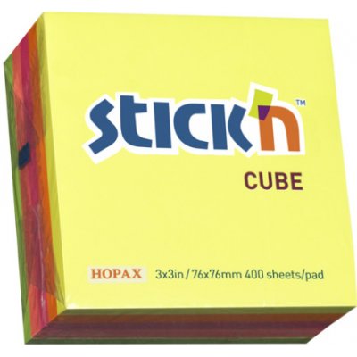 Hopax Samolepící bločky Stick'n 76x76mm, Neon mix, 400 lístků – Hledejceny.cz