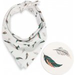 Biante bavlněný šátek Sandra SA-460 zeleno-růžová pírka na bílém – Zboží Dáma