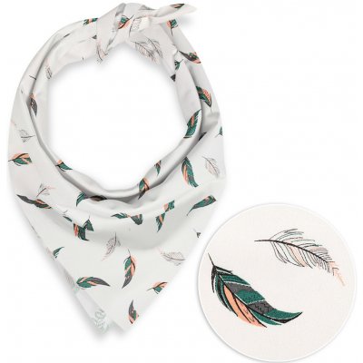 Biante bavlněný šátek Sandra SA-460 zeleno-růžová pírka na bílém – Zboží Dáma