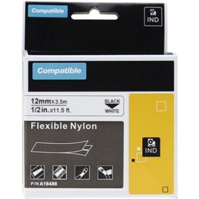 Dymo 18488 12mm x 3,5m černý tisk/bílý podklad nylon flexible - kompatibilní – Zboží Mobilmania
