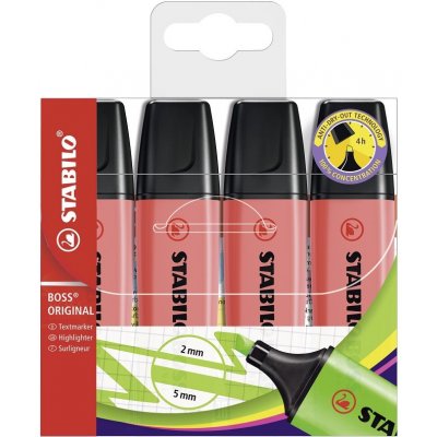 Stabilo Boss Original 70/4-40 4 ks sada červená – Zboží Živě