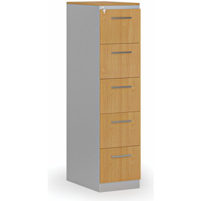 Primo Kovová zásuvková kartotéka s dřevěnými čely A4 5 zásuvek šedá/buk – Zboží Dáma