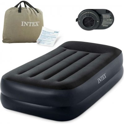 Intex 64122ND Pillow Twin 1-Persoons Luchtbed 99 x 191 x 42 cm + Ingebouwde Pomp Zwart – Hledejceny.cz