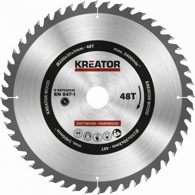 KREATOR KRT020425 Pilový kotouč na dřevo 250mm, 48T