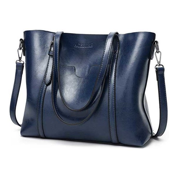 Acelure velká kožená kabelka s praktickými přihrádkami pro denní využití  tmavě modrá od 690 Kč - Heureka.cz
