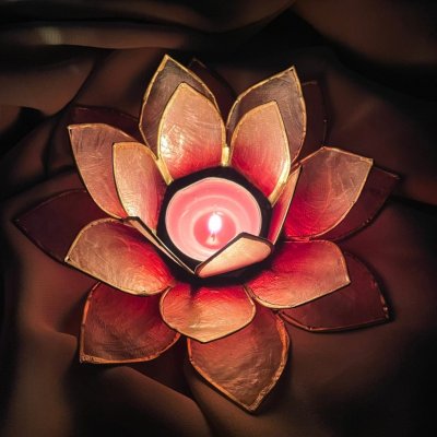 Lotosový svícen z Capiz lastur červený – Zboží Mobilmania