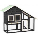 vidaXL Králíkárna šedá/bílá masivní jedlové dřevo 140 x 63 x 120 cm – Zboží Dáma