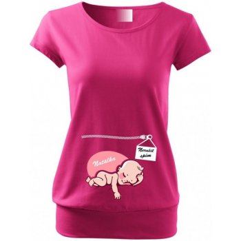 Těhotenské tričko Nerušit spím holčička Purpurová
