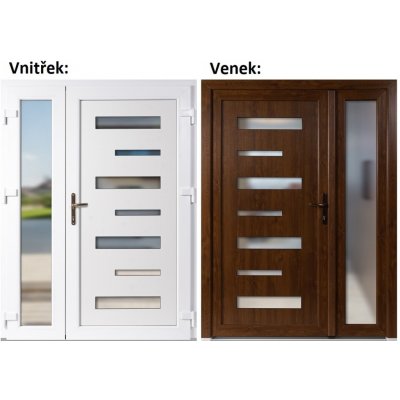 Soft Dvoukřídlé vchodové 6100+Sklo Nisip Zlatý dub/bílá pravé 130 x 200 cm – Hledejceny.cz