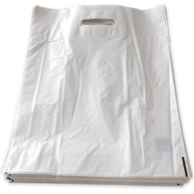 Igelitová taška s průhmatem, bílá, 38 x 45 cm, balení 50 ks – Zboží Dáma
