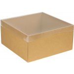 Dárková krabice s průhledným víkem 300x300x150/35 mm, hnědá - kraftová – Zboží Mobilmania