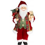 Dekorácia MagicHome Santa, s darčekom a medveďom, červený, 60 cm – Hledejceny.cz
