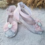 Dívčí boty střevíčky brokátové elegantní růžové – Zboží Dáma