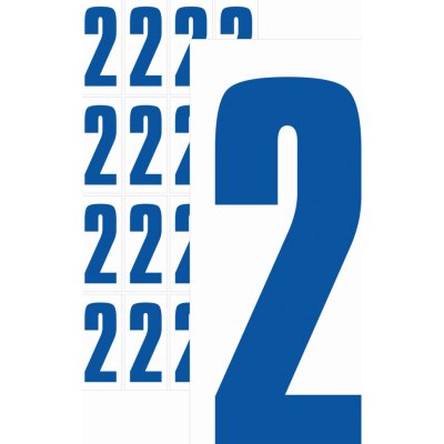 Čísla samolepicí 2 modrá samolepící vinylová fólie 50 mm písmo - aršík 8 ks – Zboží Dáma