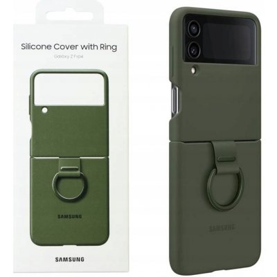 Samsung Galaxy Z Flip4 Silikonové kryt s držákem na prst khaki EF-PF721TGEGWW – Zboží Mobilmania