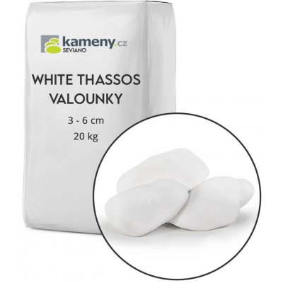 Kameny.cz Bílé mramorové oblázky White Thassos Vyberte si balení: 20 kg, Vyberte si velikostní frakci: 3 - 6 cm – Zboží Dáma