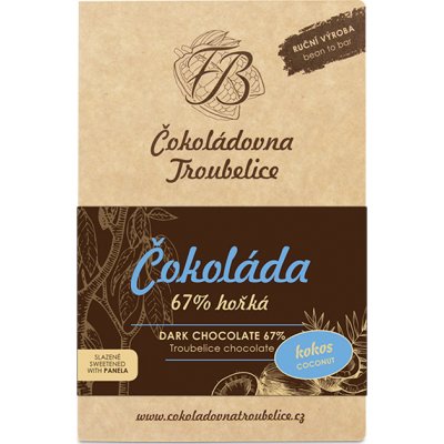 Čokoládovna Troubelice Čokoláda hořká 67% s kokosem, 45 g