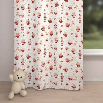 Biante Vánoční bavlna závěs Sandra SA-798 Louskáček a perníčky červeno-hnědé na bílém 150x240 cm – Hledejceny.cz
