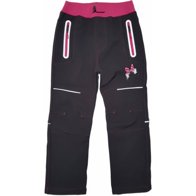 Kugo HK1778 softshellové kalhoty+fleece černá+růžový pas – Zboží Mobilmania