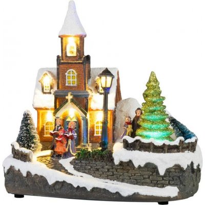 Dekorácia MagicHome Vianoce kostol plast 1xLED teplá biela 21x14.5x20.8 cm 3xAA – Hledejceny.cz