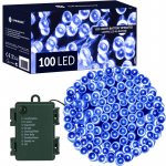 SPRINGOS LED světelný řetěz 10m 100LED 8 funkcí časovač 3xAA IP44 modrá – Hledejceny.cz