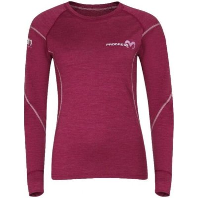 PROGRESS MERINO LS Dámské funkční merino triko vínová – Zboží Dáma
