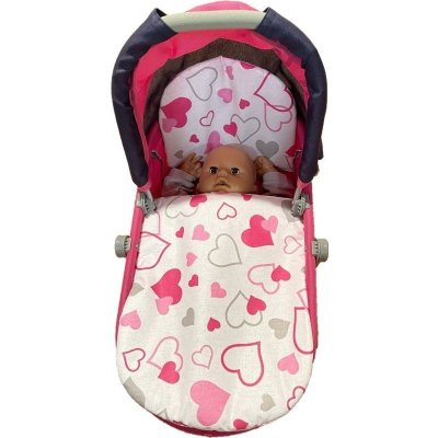 SDS Peřinky do kočárku pro panenky Srdíčka šedorůžová 1x 27x40 cm / 25x20 cm – Sleviste.cz