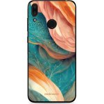 Pouzdro Mobiwear Glossy Huawei Y7 2019 - G025G - Azurový a oranžový mramor