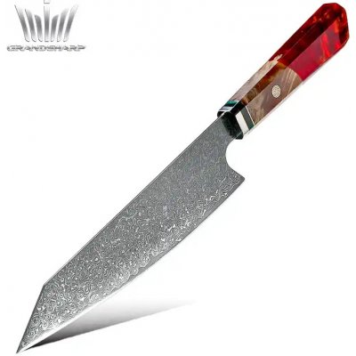 Kiritsuke nůž z damaškové oceli Grand Sharp Red s rukojetí z tvrzeného dřeva a pryskyřice 8'' – Hledejceny.cz