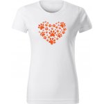 Dámské tričko Srdce tlapky Bílá – Sleviste.cz