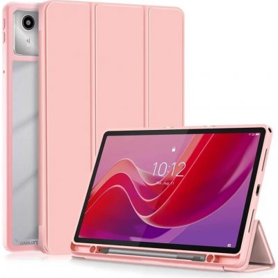 SES 2v1 Smart flip cover + zadní silikonový ochranný obal s držákem na pero pro Lenovo Tab M11 2024 16985 světle růžový