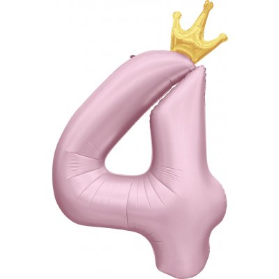 Albi Balónek fóliový 82 cm světle růžový s korunkou číslo 4