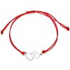 Náramek Šperky4U Červený textilní s propojenými srdíčky ON006-R