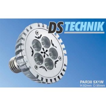 DS Technik LED PAR 7W E27 parabolická 230V LED žárovka 7W se závitem E27, 420lm bílá studená